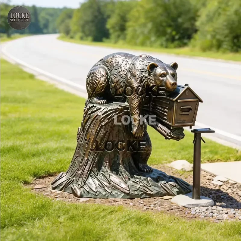 Customized Outdoor Garden Life Size Cute Bronze Mother Bear and Cub Statue Decoration