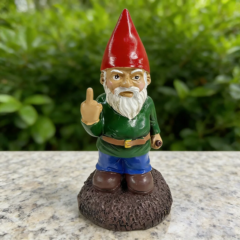Middle Finger White Beard Dwarf Ornament Outdoor Resin Crafts Middle Fingler Lawn Statue Figurine Garden Dwarf Statue Ornament