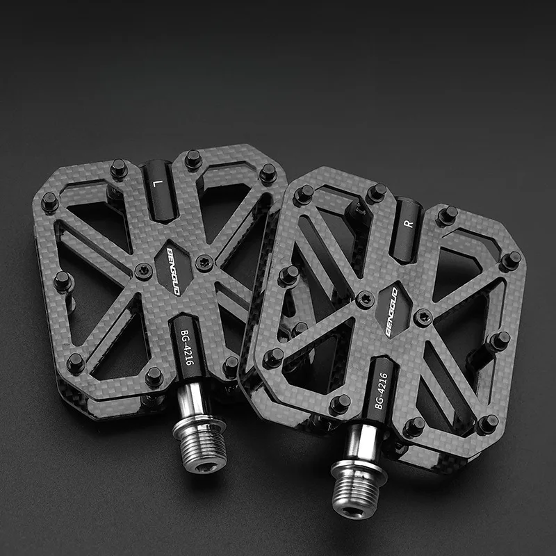 Mountain Road Bicycle Carbon Fiber Pedals Triperine Bearing Anti-slip Wider Waterproof Bicycle Pedal Dust-proof Bicycle Parts