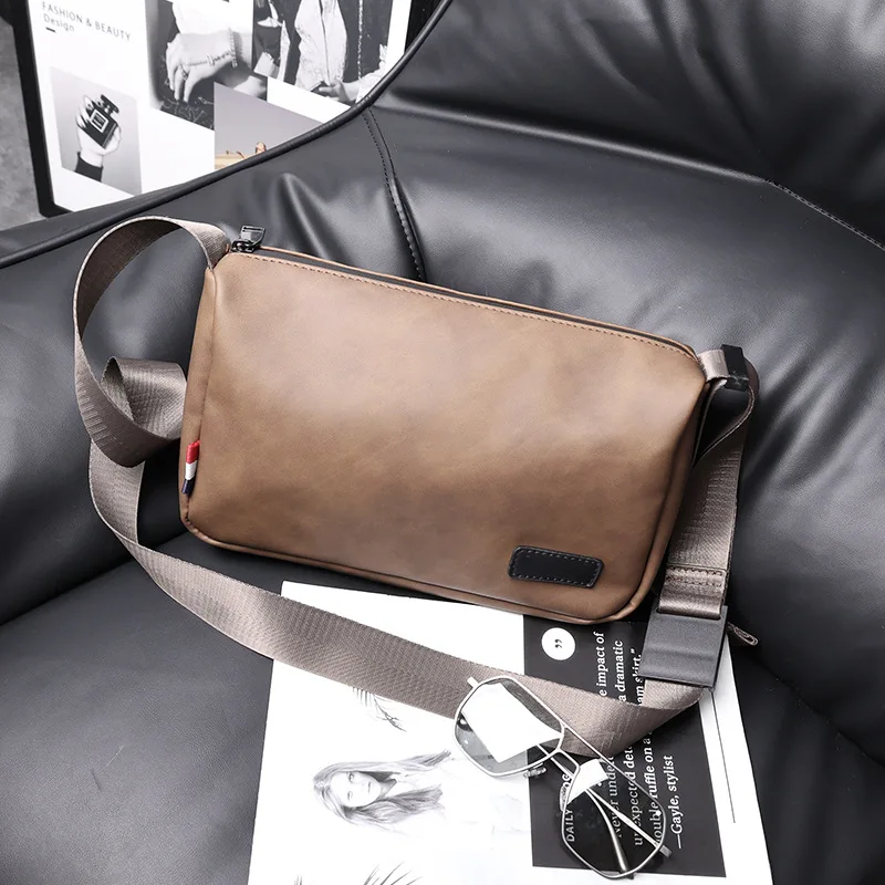 Vintage Fashion Men\'s Shoulder Messenger Bag Soft Pu Leather Crossbody Bag Men Daily Square Bag Riding Back Pack Shoulder Bags