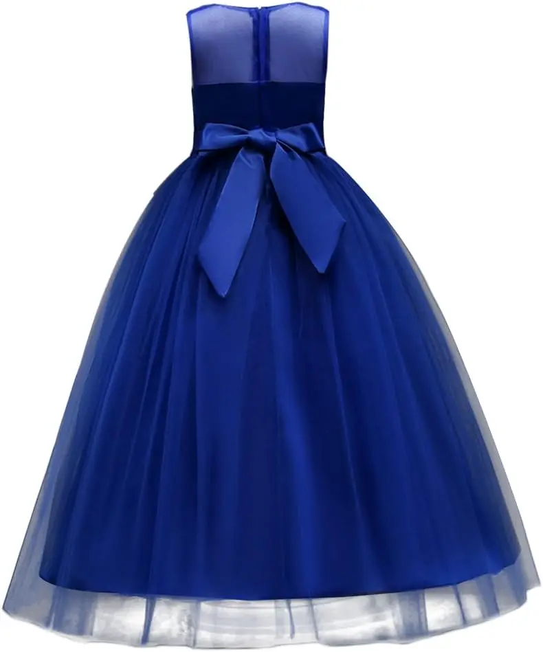 Тюлевое ретро винтажное кружевное вечернее платье с цветочным принтом для девочек длиной до пола, танцевальное платье для свадебной вечеринки