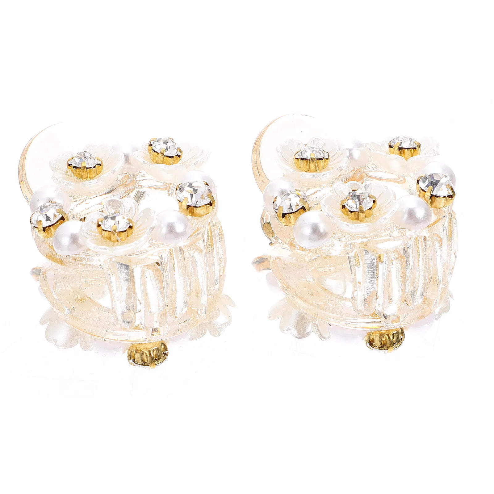 

2 шт. прозрачные заколки-крабы для волос с жемчугом и стразами, в форме цветка, из смолы, элегантные зажимы для длинных волос для женщин, для свадьбы, вечеринки, повседневного использования