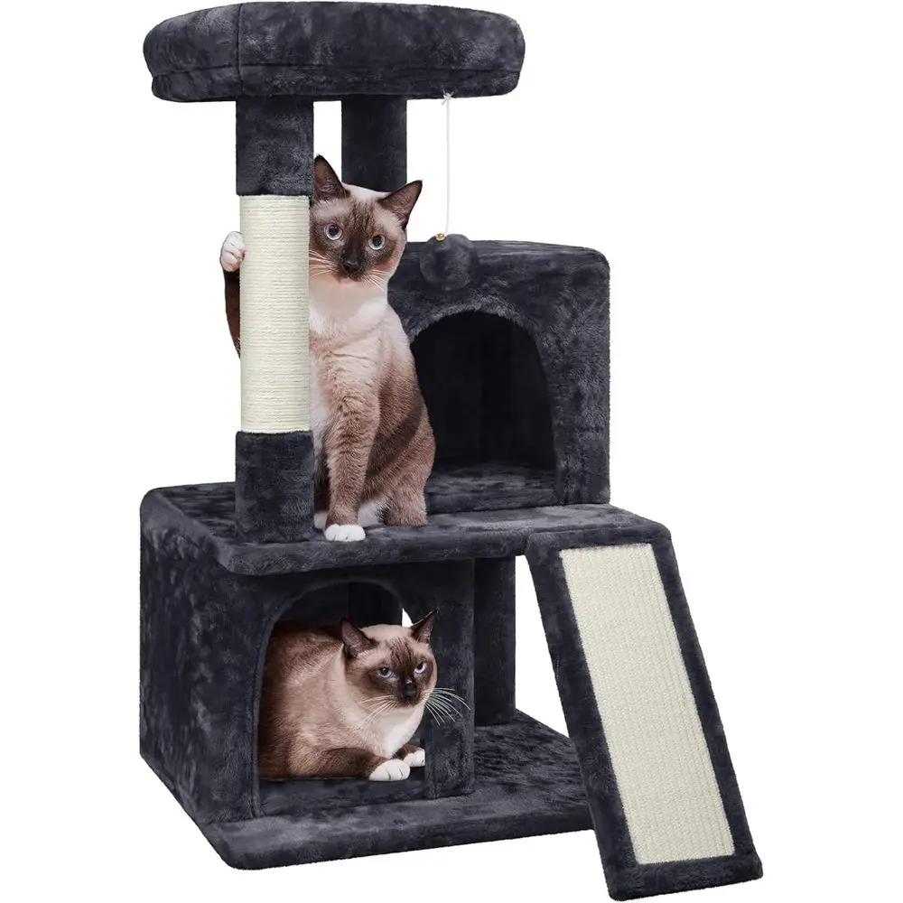 

36 Indoor Cat Tower with Large Perch, Scratching Posts, Play Structure for Kittens and Adult Cats, Graphite Gray