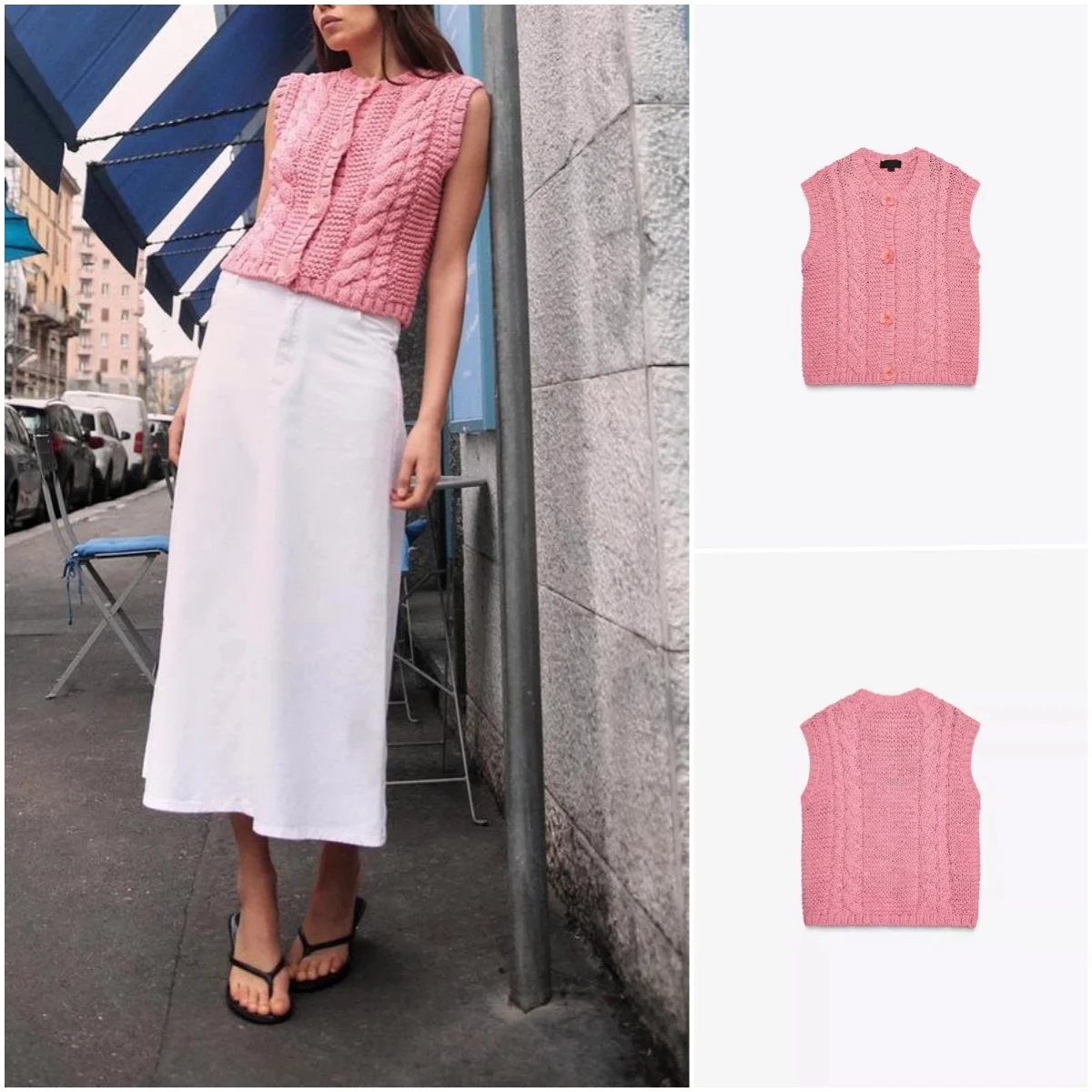 

Новый весенний женский милый вязаный жилет без рукавов, круглый, с цветочным узором, для поездок на работу, прямой крой, полиэфирное волокно