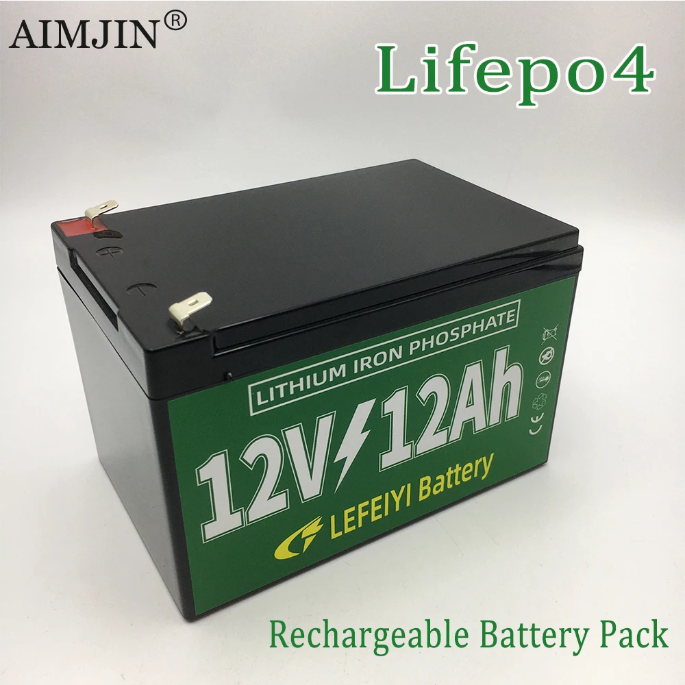 

12V 12AH LiFePo4 Battery Pack 12000mAh Lithium Iron Phosphate Battery Built-in BMS 12.8V for Kid Scooter Boat Motor Light