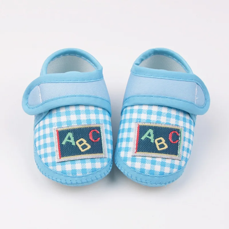 Cute Korean Style ABC Plaid Cloth Shoes for Newborns - Soft Sole Baby Walking Shoes, Ages 0-8 Months