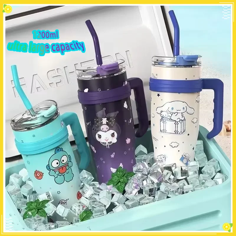 

Hello Kitty Kuromi Cinnamoroll Melody 1200ml Large Capacity Stainless Steel Insulated Thermos Bottle Cartoon Mac Cup for Gifts