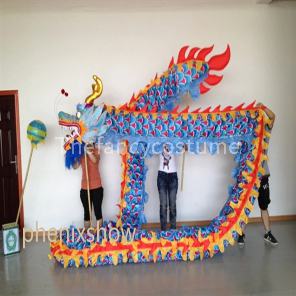 10meters student size  DRAGON DANCE Costume CHINESE Spring Day Party Decoration National Culture Silk Folk Festival Stage Props