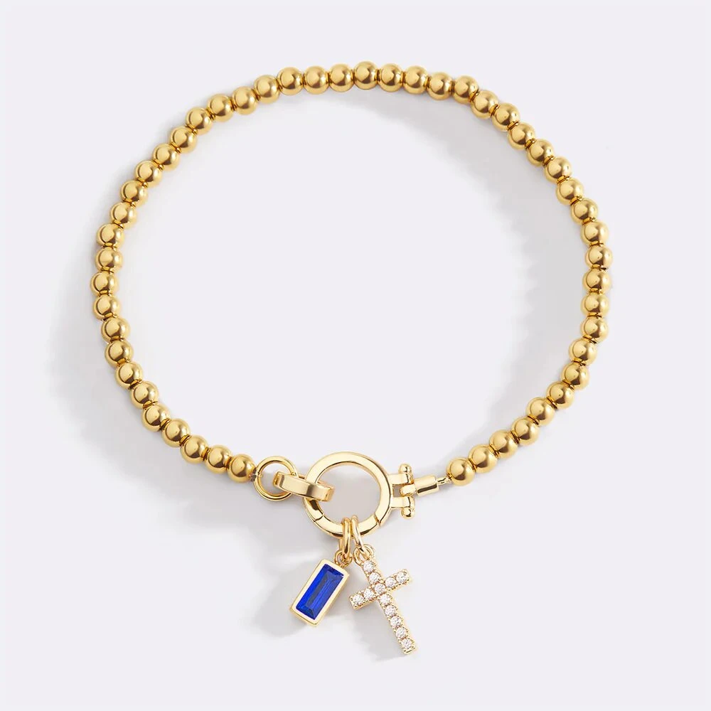 CZ Timeless Classic Cross Bracelet Stainless Steel Simple Square Birthstone Charm Bracelets Women Christmas Gifts