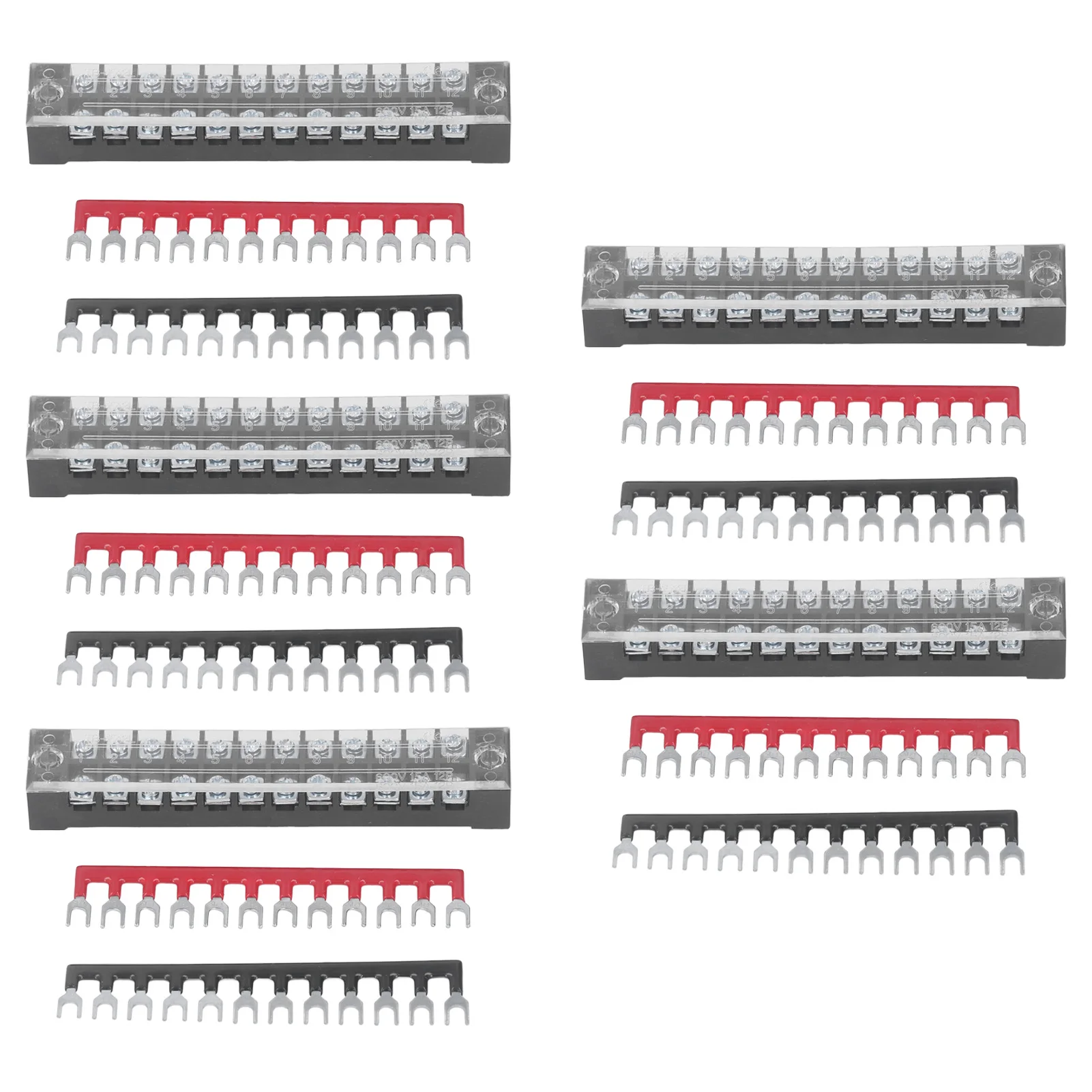 Terminal Block Connector 12 Position 15A 0.5-1.5mm² M3 Wiring Screw  Block Terminal Strip for Mechanical Equipment