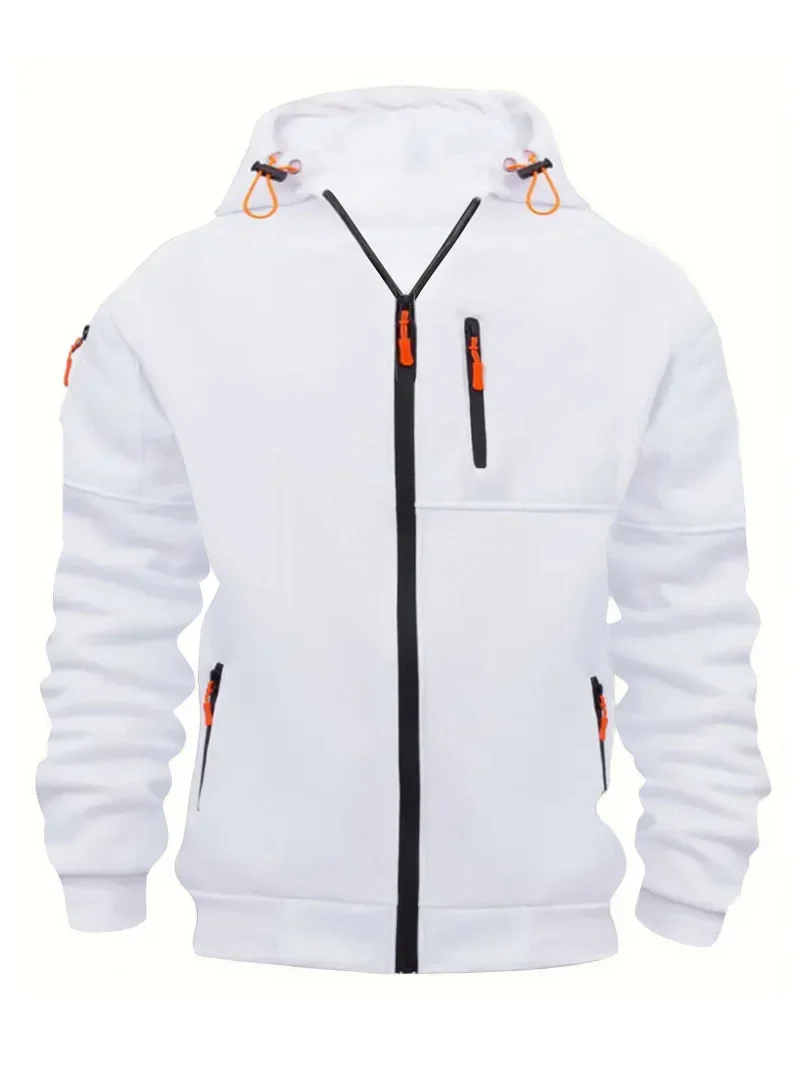 

2025 Multiple Pockets And Zippers Men's Fashion Hoodie Sweatshirt Autumn Winter Cardigan Casual Clothing