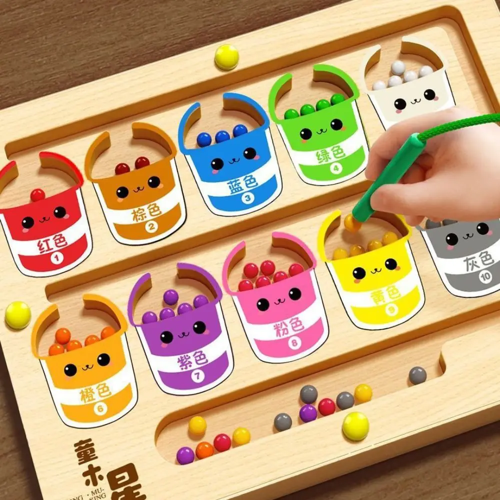 Wood Wooden Positioning Game Magnetic Montessori ’s Concentration Training Educational Colorful Magnetic Color Sorting Games