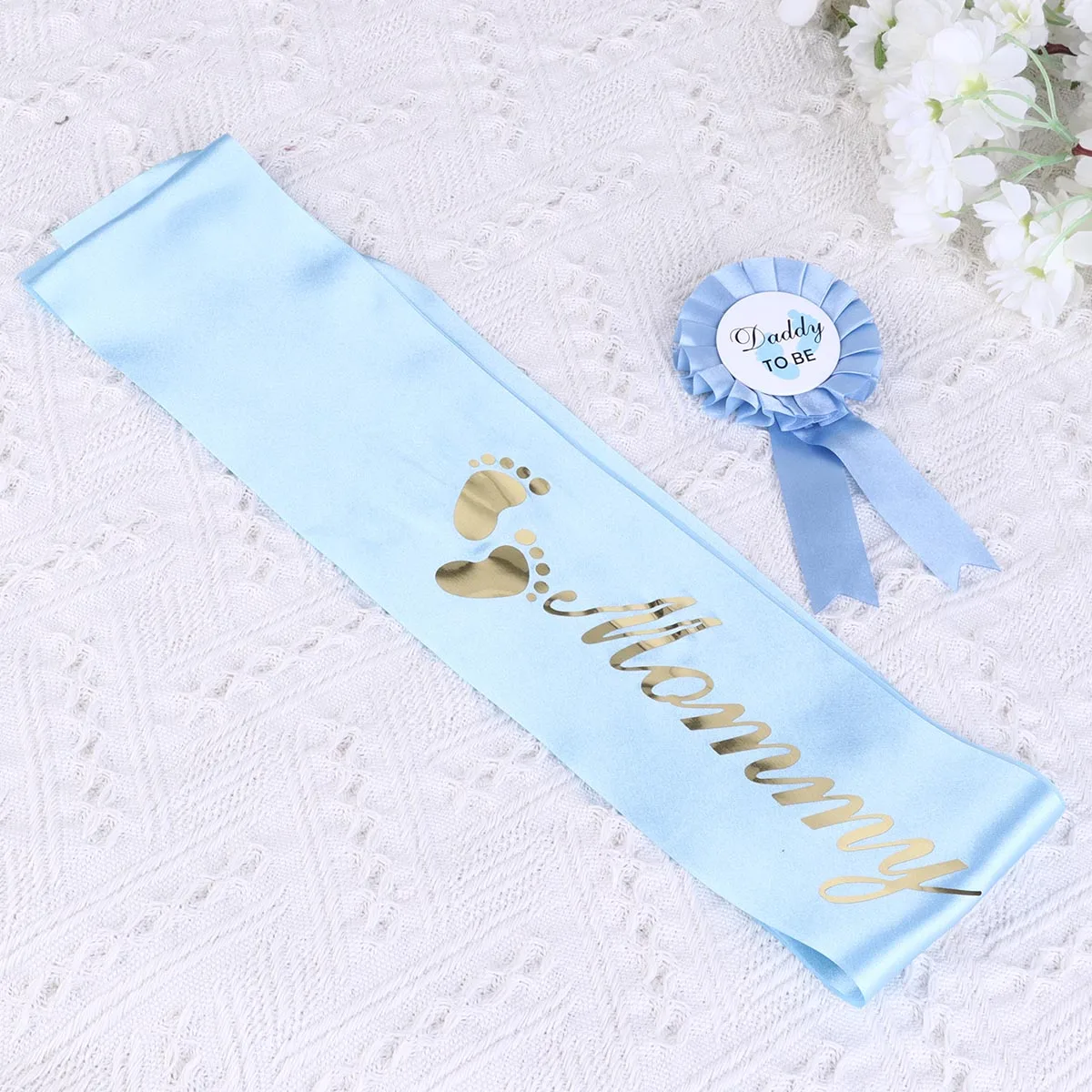 

Fashion Baby Birthday Sash Daddy Breastpin Set Premium Fabric Bridal Shower Theme Parties Adjustable Size Fits Most Mommy