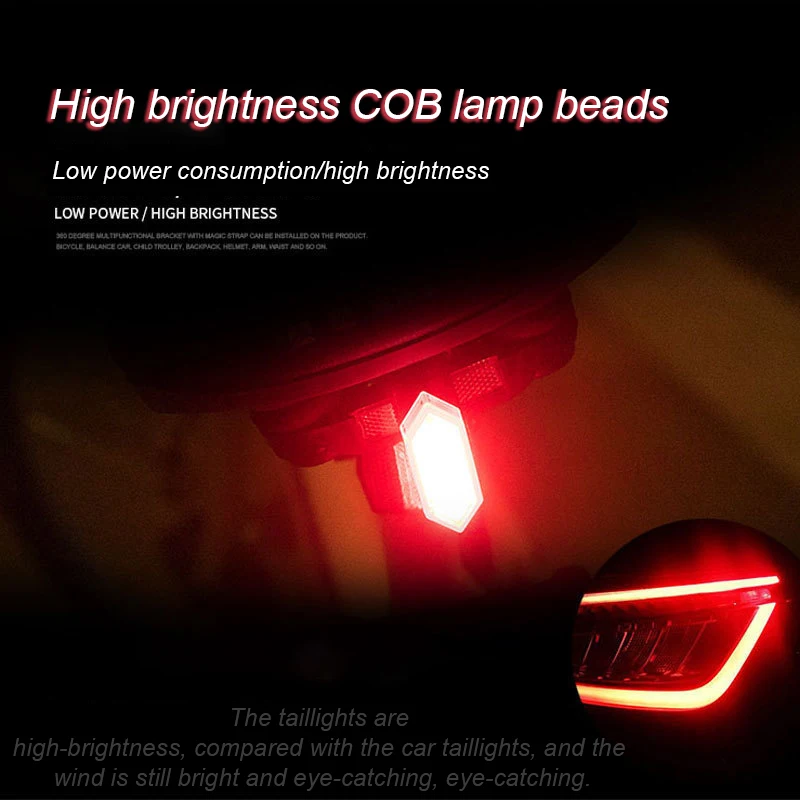 Rechargeable Lights Outdoor Taillight COB Highlight Cycling Warning Light Running Light Bike Accessories