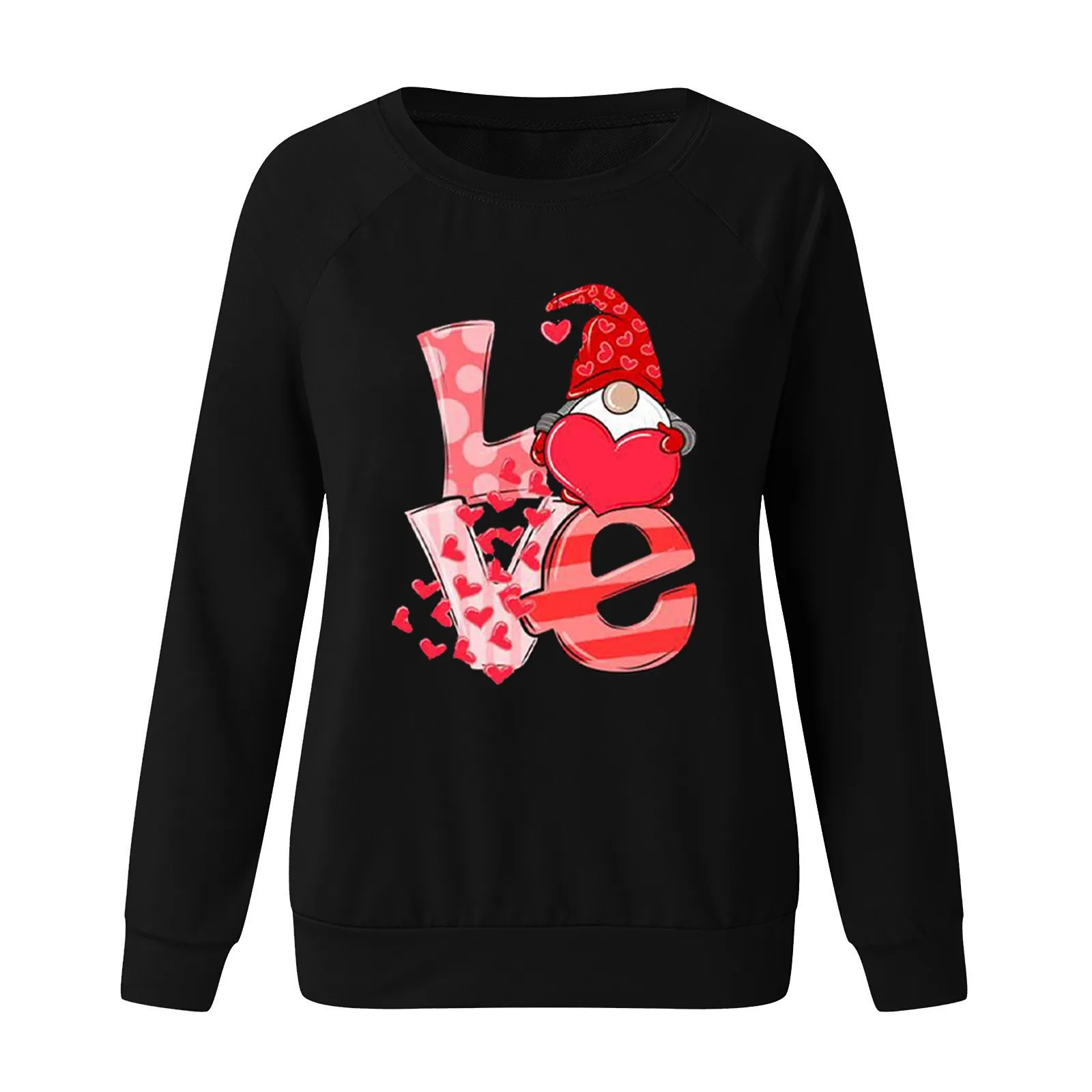 Valentine\'s Day Women\'s Pullover Couple Outfit Casual Print Round Neck Long Sleeve Sweatshirt Loose Sports Pullover