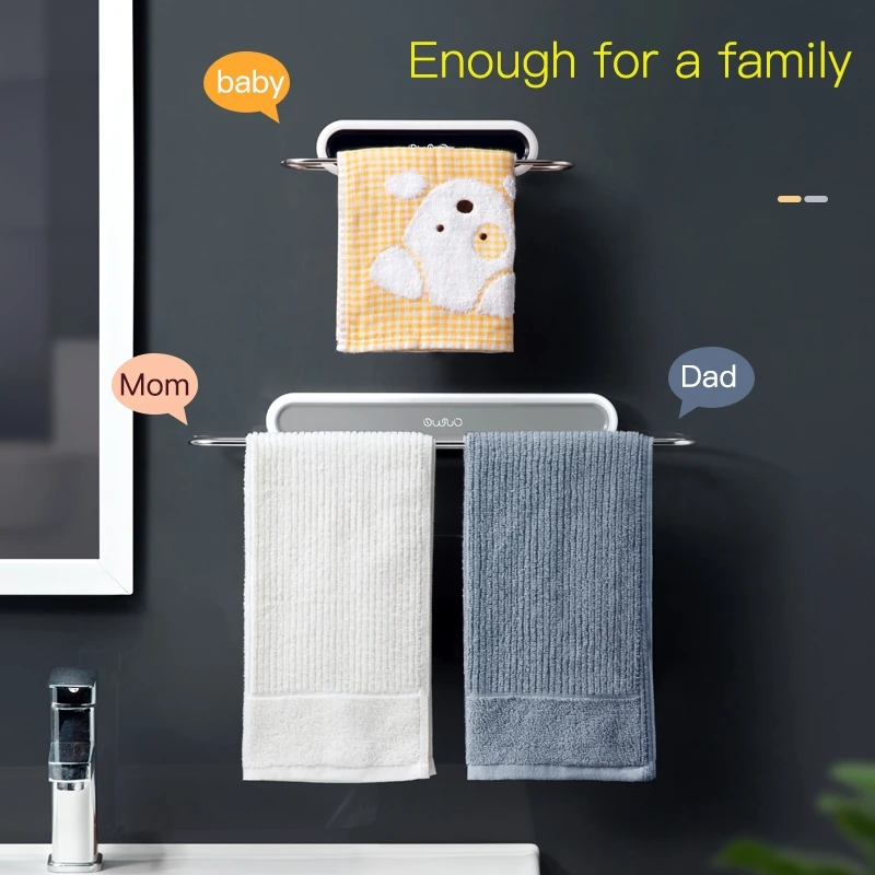 Toilet Towel Rack Towel Bar Bath Towel Holder Suction Wall-mounted Bathroom Shelf Free Punching Toilet Pendant Storage Rack