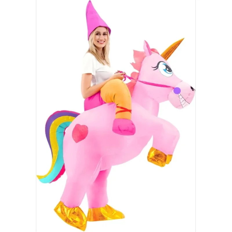 Sloosh Creations Halloween Aufblasbares Kostüm für Erwachsene, Einhorn-Reitkostüm für Cosplay-Themenpartys