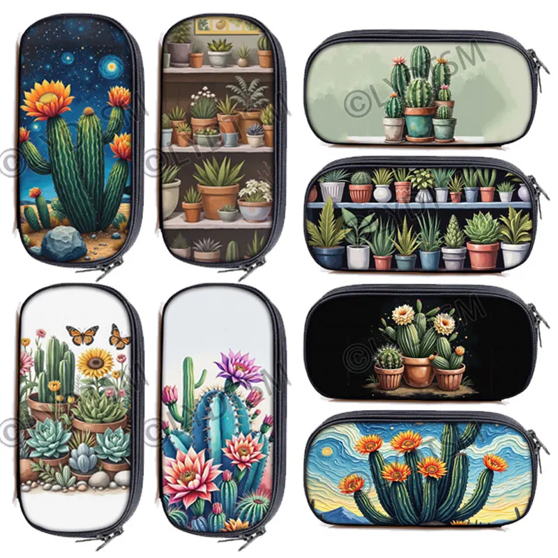 

Cute Watercolor Succulents Plants Cactus Print Pencil Case Cartoon Pencil Box School Pen Holder Cosmetic Case School Supplie