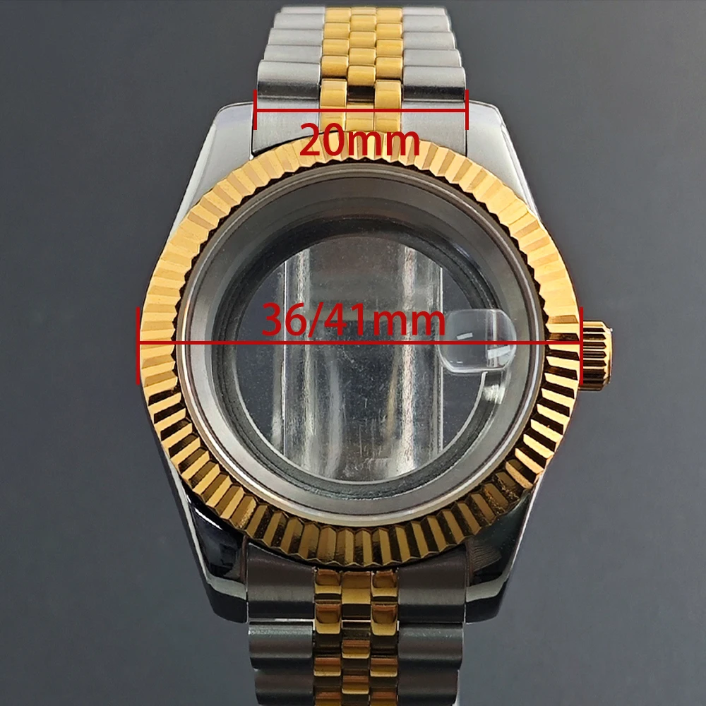 NH35 حافظة مجهزة حزام ساعة اليد 36/41 مللي متر صندوق ساعة يناسب NH34/35/NH36 حركة الملحقات الياقوت الزجاج NH35 الطلب