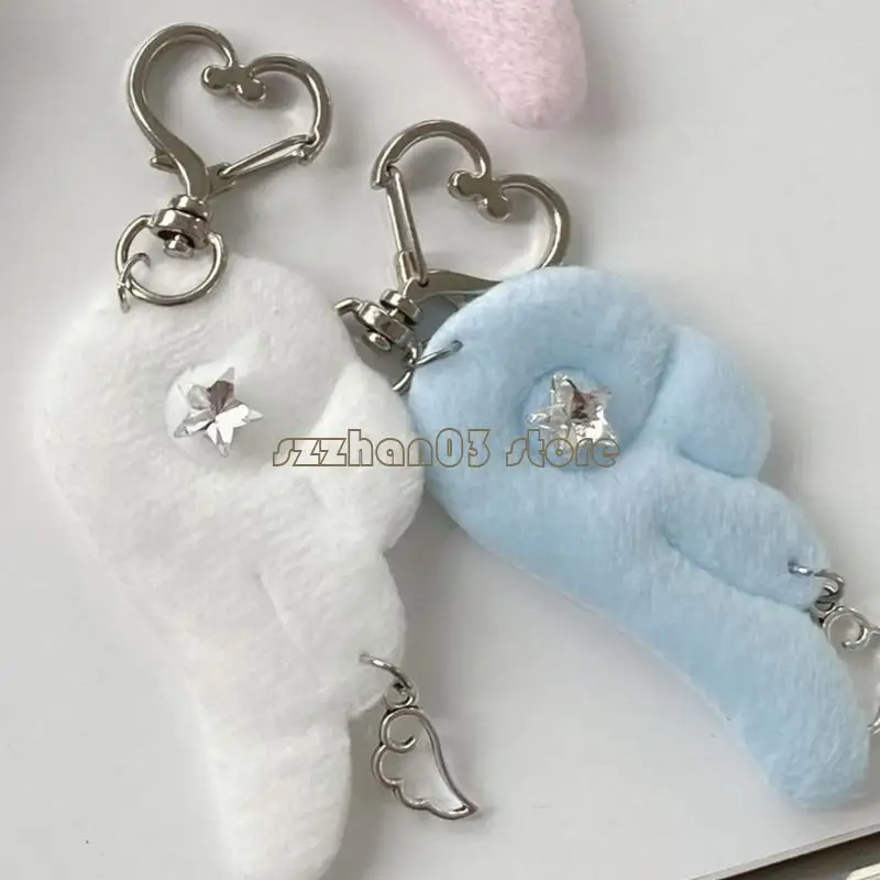 367C Stylish Angel Wing Star Holder Alloy Accessory Keychain Hanging Ornament For Bag Purse Decoration