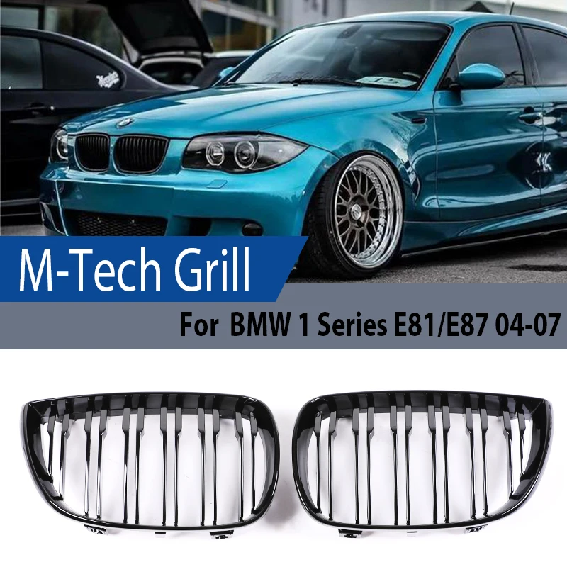 

Front Hood Kidney M-Color Single Double Line Slat Grille For BMW E81 E87 E82 E88 Compatible with 120i 128i 130i 135i Selected