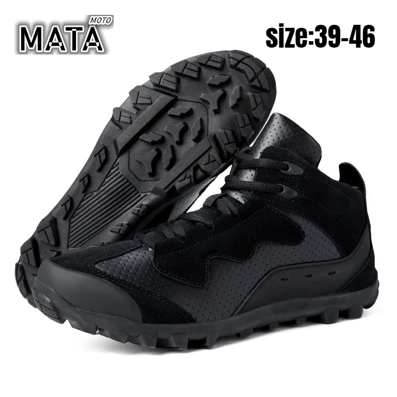 Motorcycle Riding MTB Shoes Mens Hiking Cycl boots Cycling Shoes MTB Gravel Road Bicycle Sneakers High-Cut Design