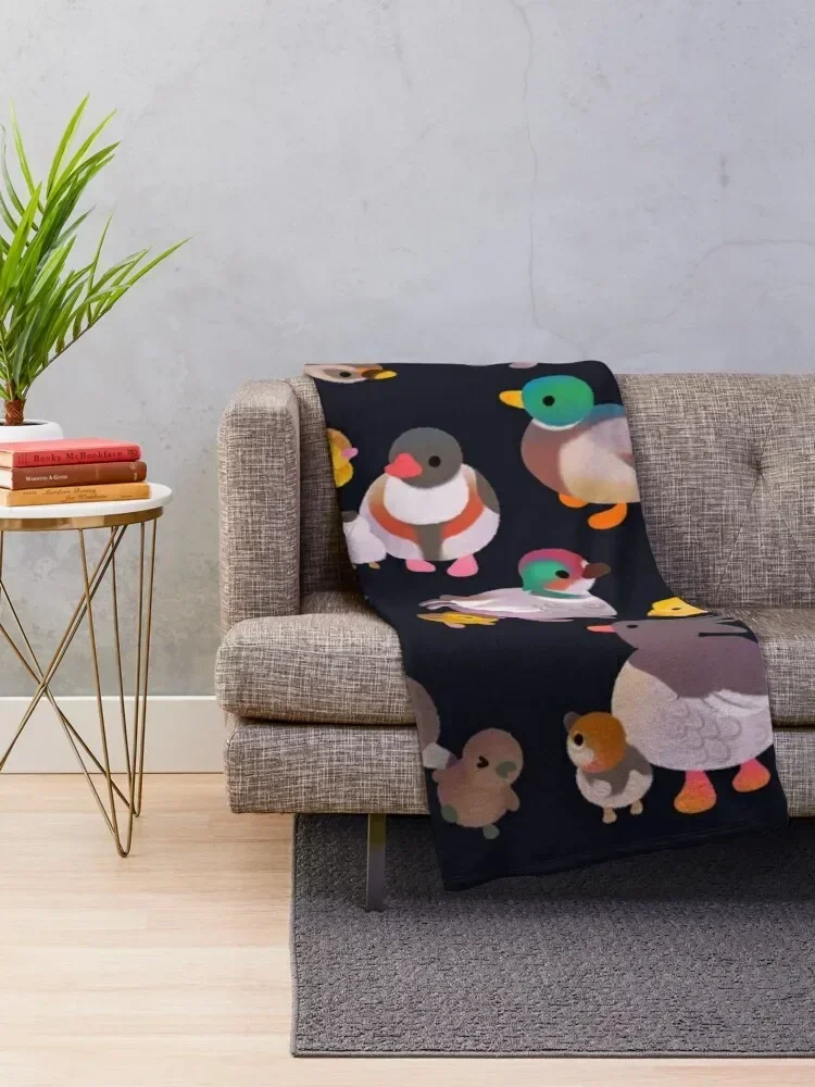 Duck and Duckling - dark Throw Blanket Bed covers anime Bed Moving Hairy Blankets