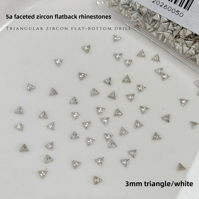 50pcs Chamfered Cubic Zirconia Triangle Nail Charms Bowknot Mixed Rhinestones for Press On Nails Handmade Cluster Decor
