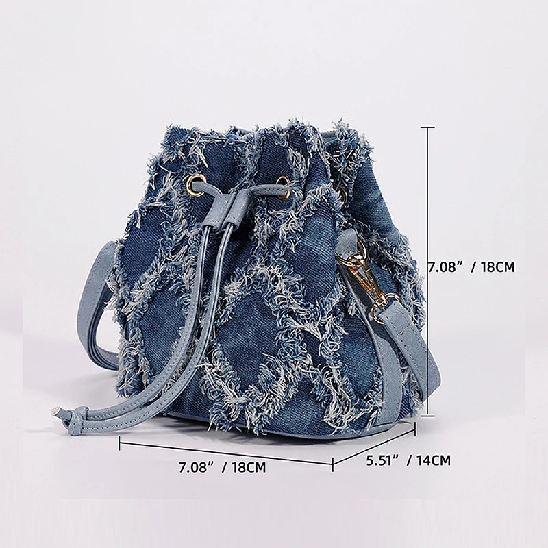 Women\'s Bags Tether Retro Design Denim Bag Trend Replica Crossbody Bag Quality Bucket Bags Handbags for Women 2023 New