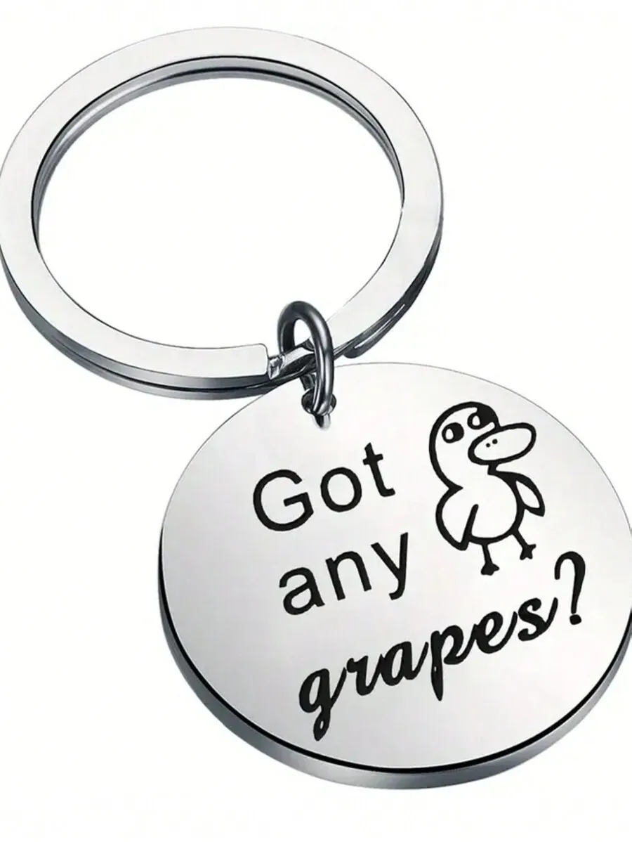 Duck Keychain With Got Any Grapes Engraving For Adults Car Bag Charm Gift