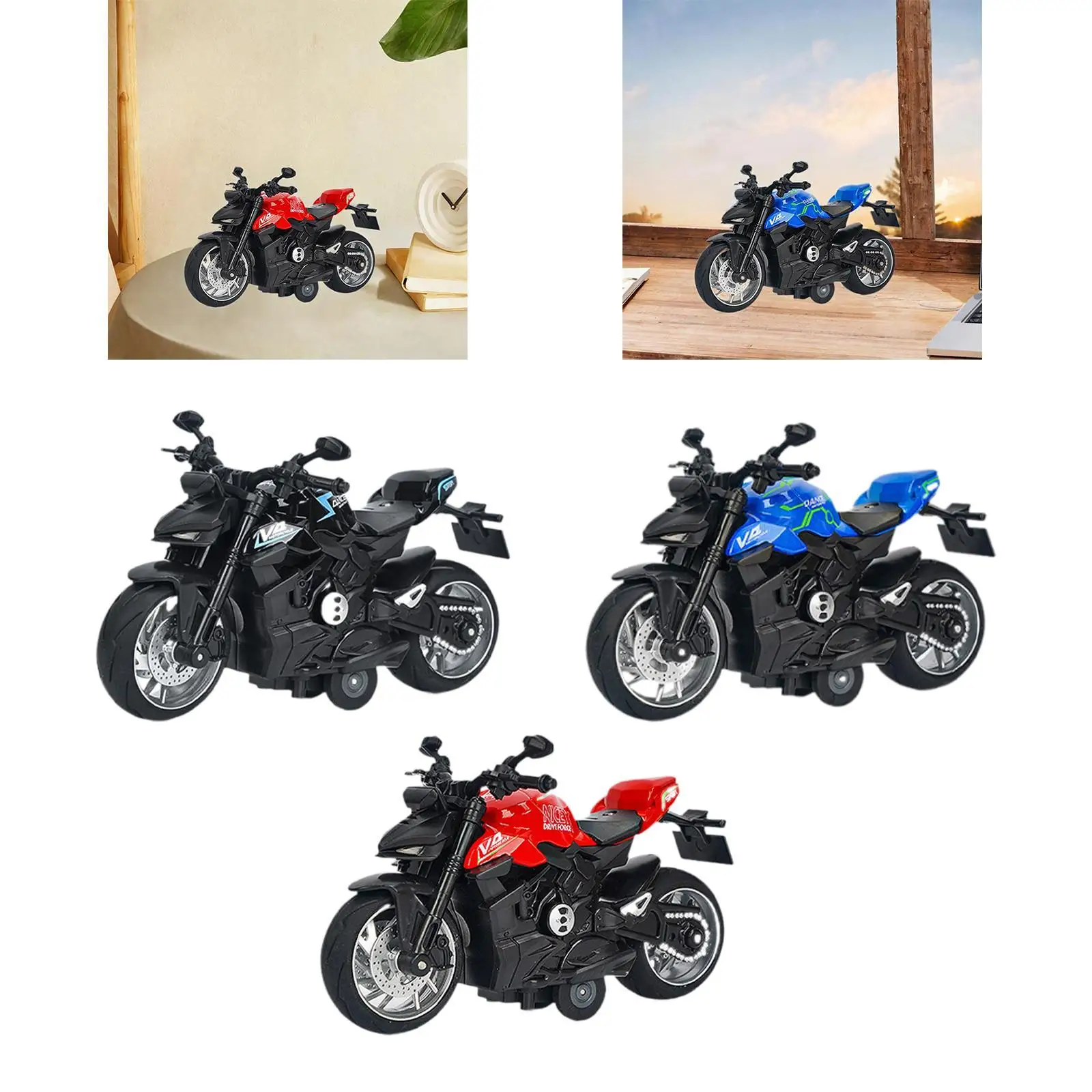 

Motorcycle Toy for Kids with Sound and Light Alloy Kids Toys Ornaments Collection Simulation for Children Teens Boys Sons Gifts