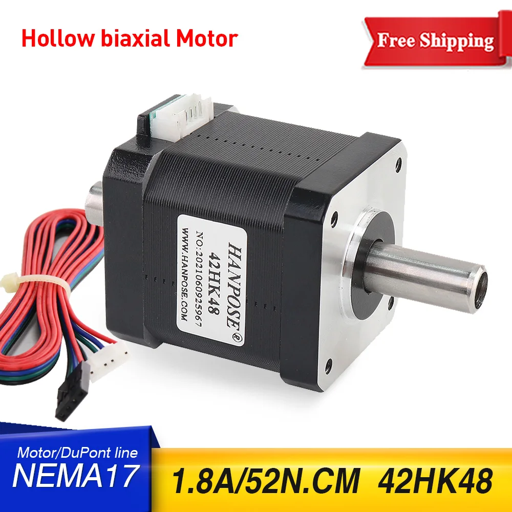 

3pcs 42 Hollow Biaxial Motor 42 Double Shaft Motor 1.8A 52N.CM 42HK48 4-Lead For CNC 3D Printer Nema17 Stepper Motor