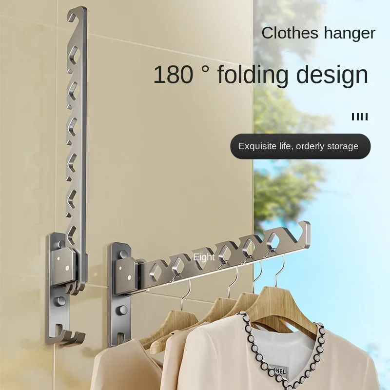 

Clothes Drying Rack Adjustable Angle Clothes Hanger Wall-mounted Coat Dryer Collapsible Clothing Organizer Large Loading-bearing