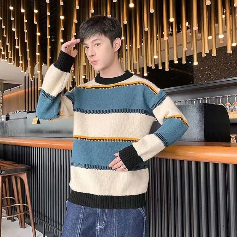 High Quality Autumn And Winter New Style Young Men Student Thick Crewneck Sweater Men\'s Pullover Knit Undershirt Warm Clothes