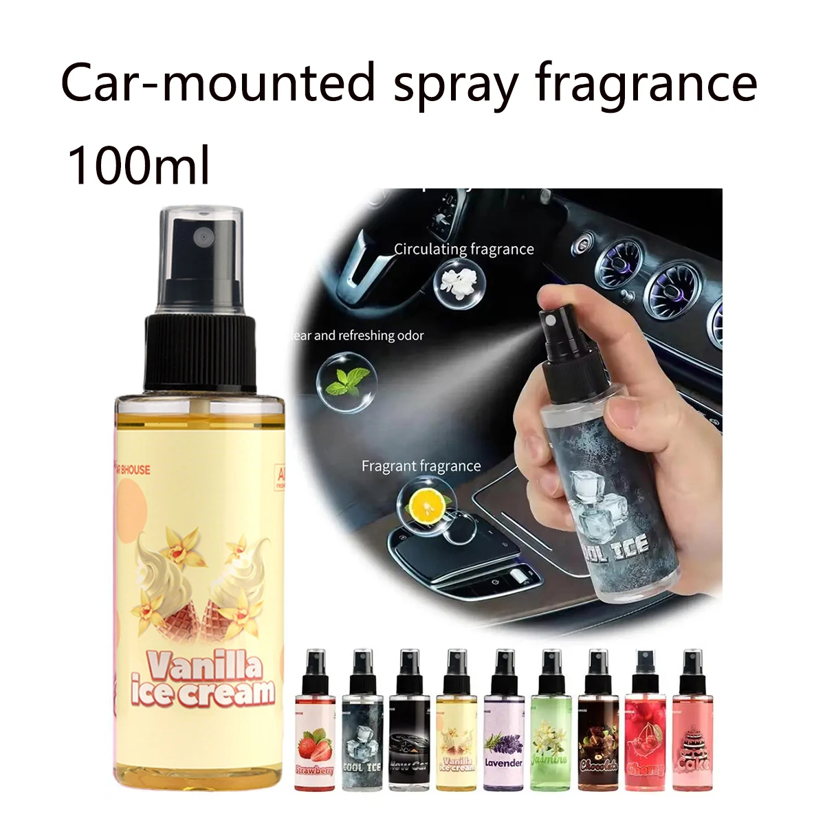 Alcohol Free Car Perfume Spray Long Lasting Light Fragrance Car Hand Air Freshener Fruit Floral Scent Car Interior Supplies