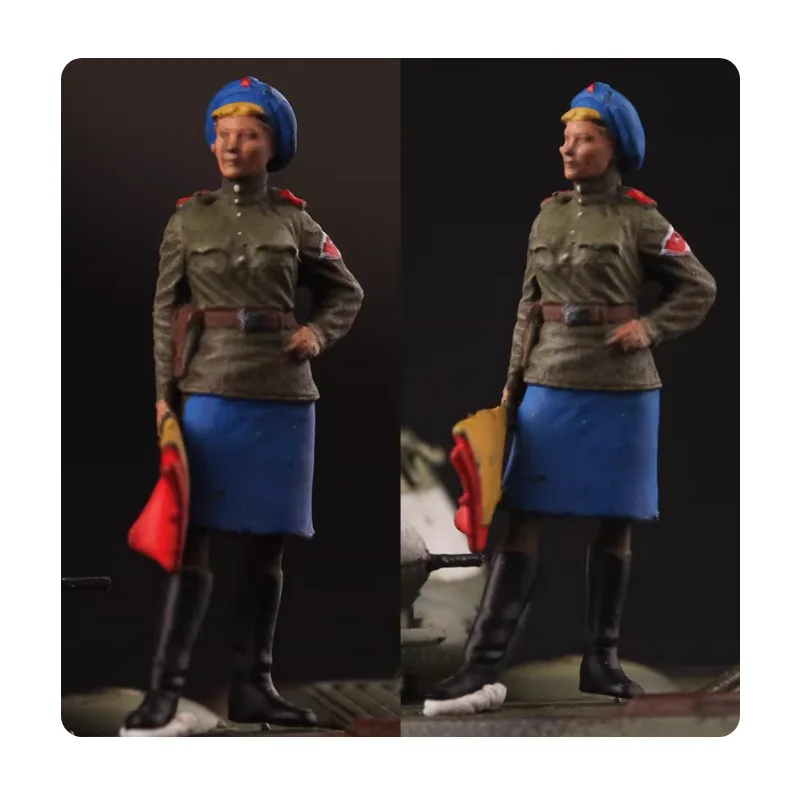 1:72 Scale Resin Material Soviet Flag Command Female Officer 1 Soldier Suitable For Tank Scenes Collectible Decorative Display