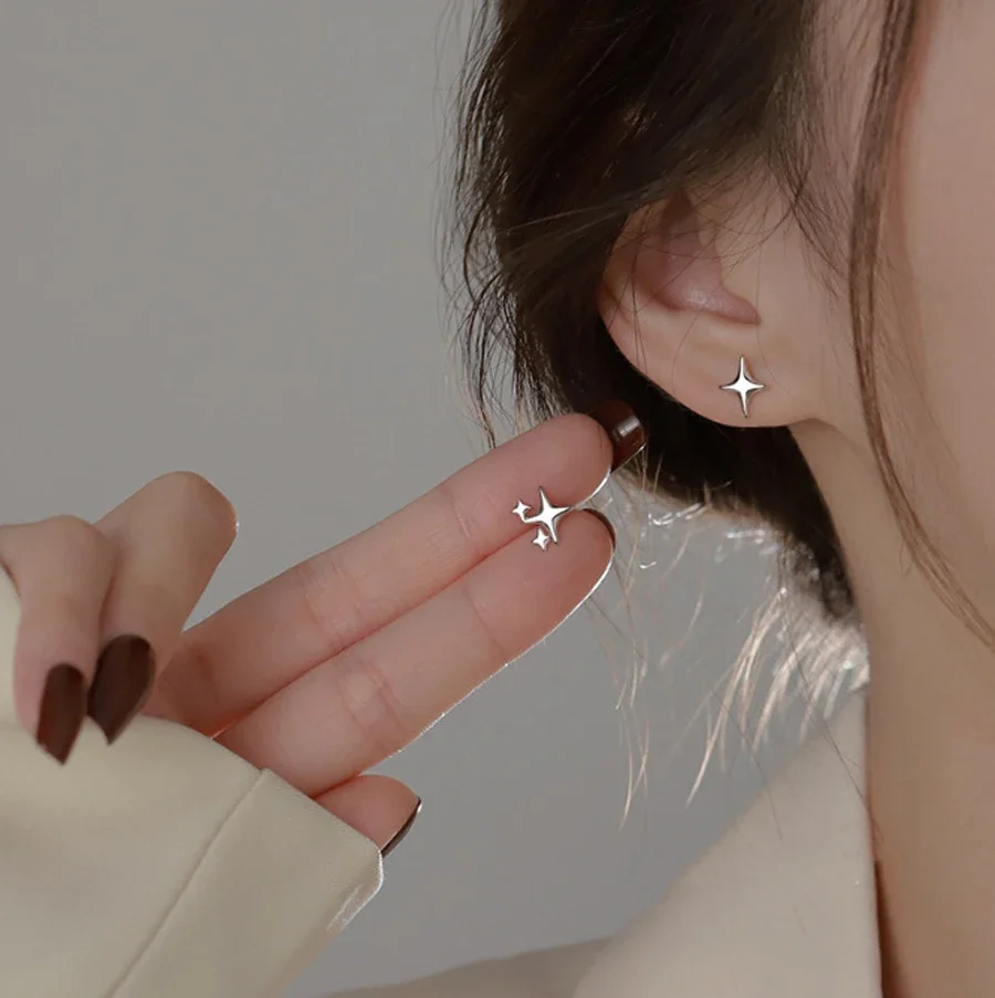 Fashion Silver Gold Color Star Stud Earrings Women Girl Gift Cute Banquet Asymmetry Jewelry Dropshipping Wholesale