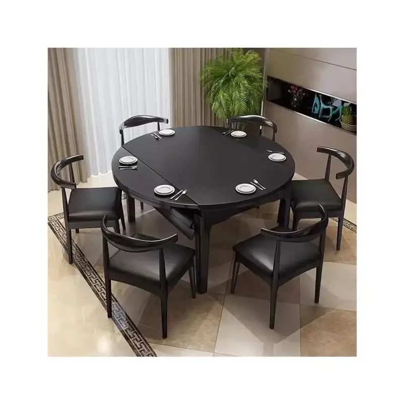 Fiery stone solid wood dining table, modern simple small apartment rectangular rock slab with induction cooker eating table
