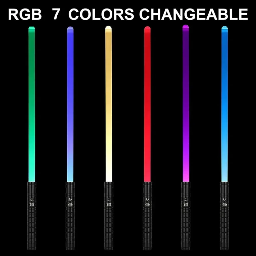 RGB 7-Color Change LED Metal Handle Lightsaber Double-Edged Laser Sword with Switchable Sound Two-in-One Cosplay Gift