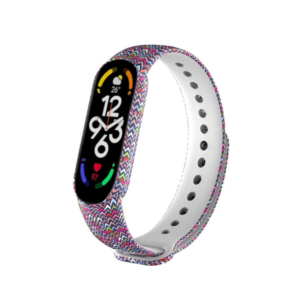 Silicone Strap For Mi Band 7 Strap  7 NFC Colored Pattern Personalized Print Replacement Xiaomi Watch Bracelet