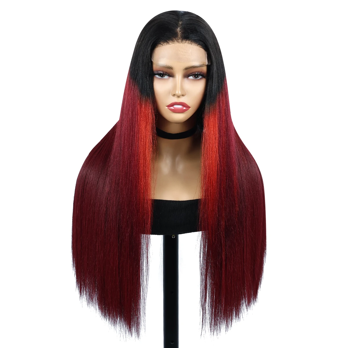 TB/118R Yaki Straight Lace Front Human Hair Wigs For Women High Density 5x5 Lace Front Wig Mixed Synthetic Human Hair Wig Sophie