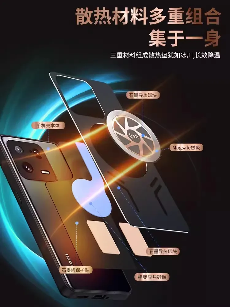 Graphene Cooling Case for Xiaomi Mi 13 11 12X 12 12S Ultra 13T Pro Case Heat Dissipation Magnetic Wireless Charging Metal Cover