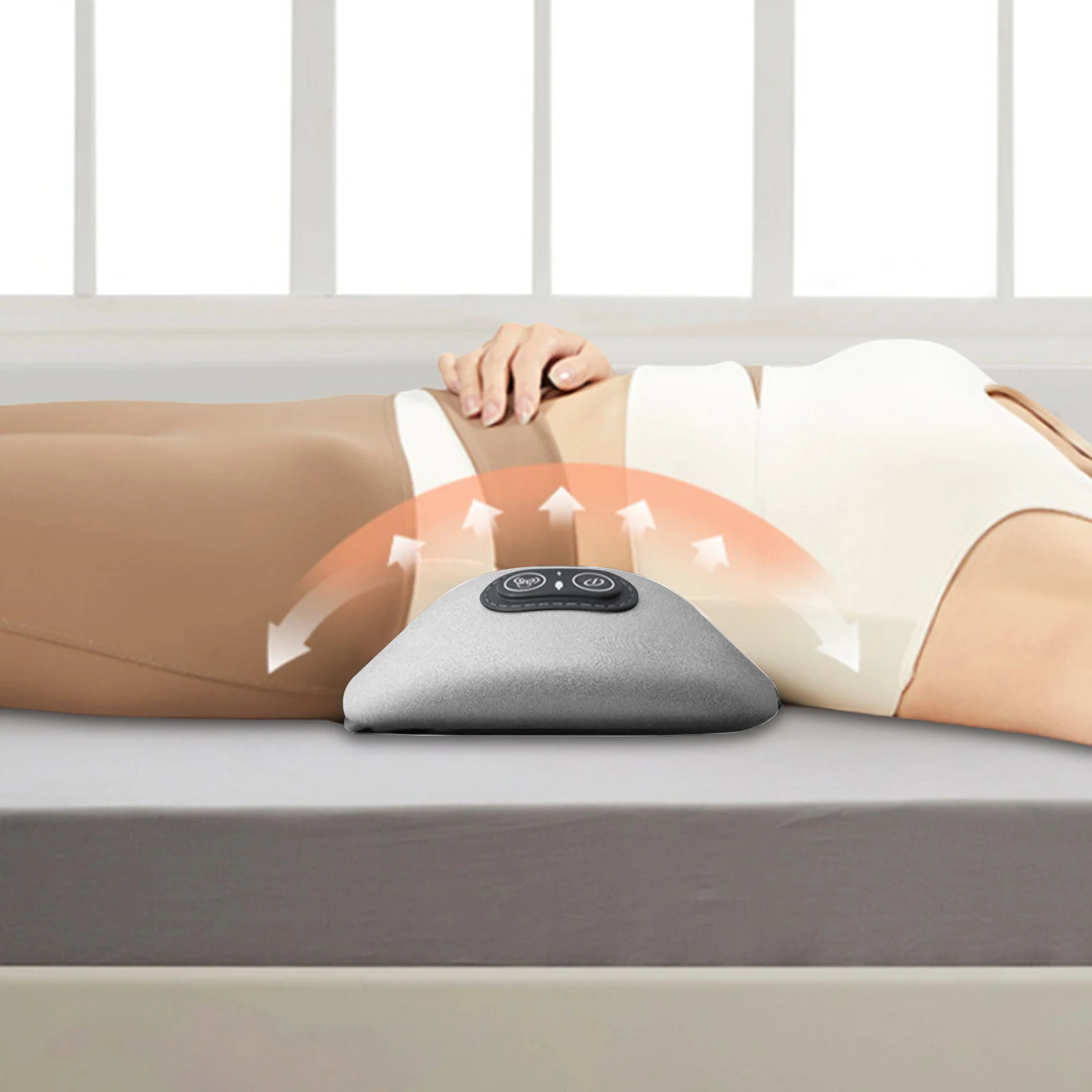 Oreiller de soutien lombaire électrique 3 en 1, avec hauteur réglable, oreiller de soutien du dos avec traversin de taille thermique pour lit et chaise