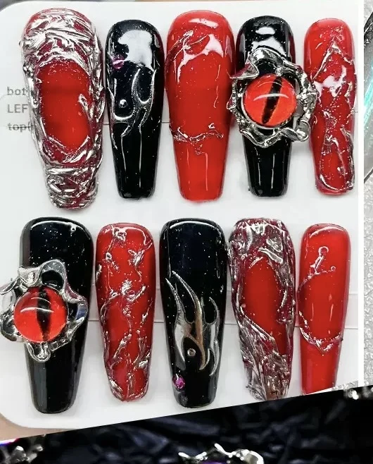 

Nails Set Press On Pure Handmade Wearable Nails Love Butterfly Fashion Fake Nails bear Black Write Blue Pink Accessories