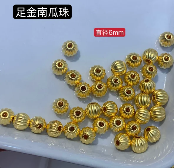24k gold beads 999 real gold pumpkim beads diy handstrings