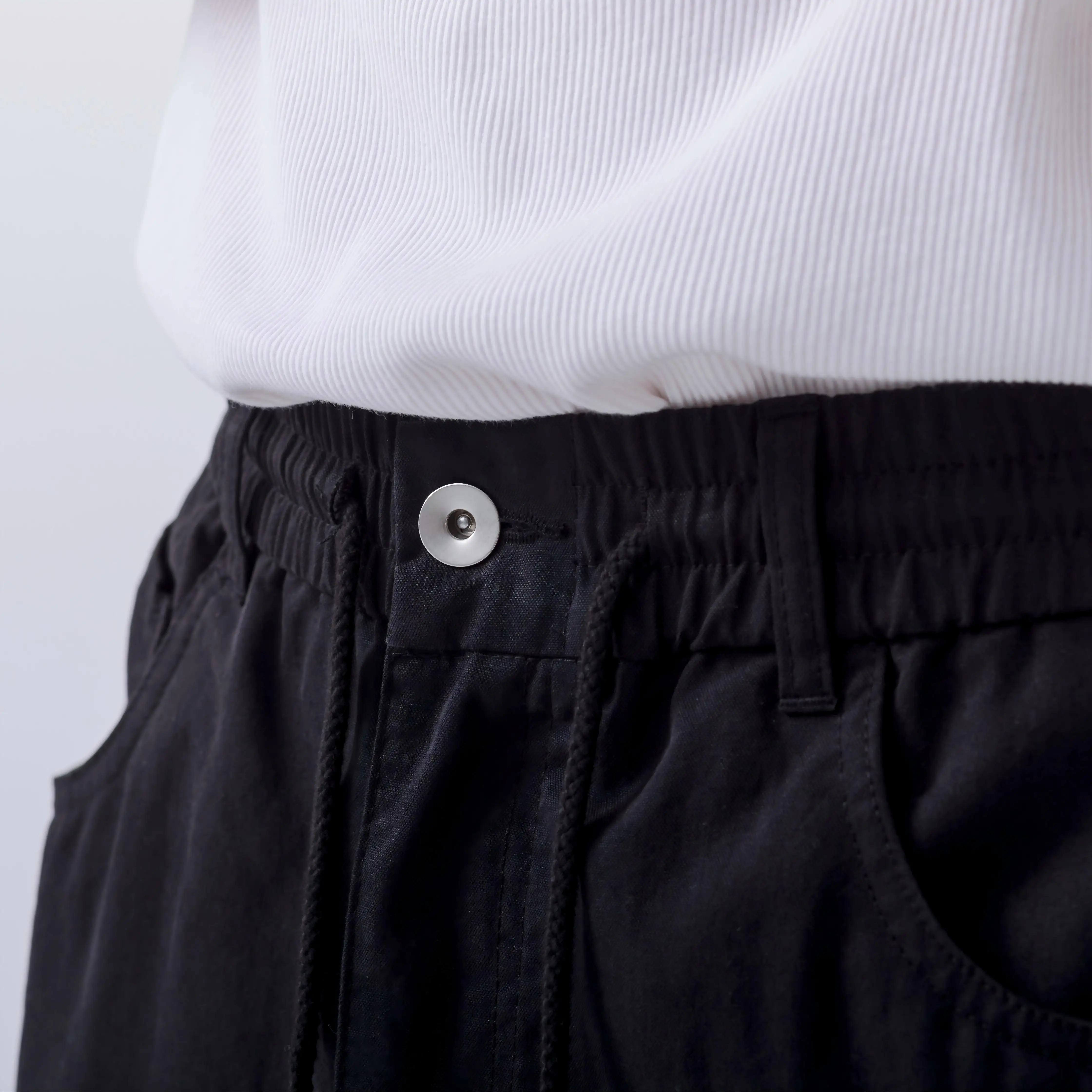 Black High Street Hip Hop Flared Work Pants High Street Wide Leg Pants Baggy Zip up Drawstring Oversize Cargo Pants