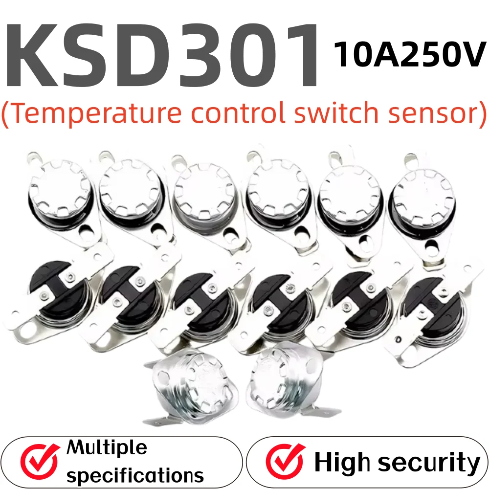 

10 шт., нормально открытый KSD301 10A 250 В 0-160 температурный переключатель термостата датчик 50 60 65 градусов нормально закрытый e KSD-301