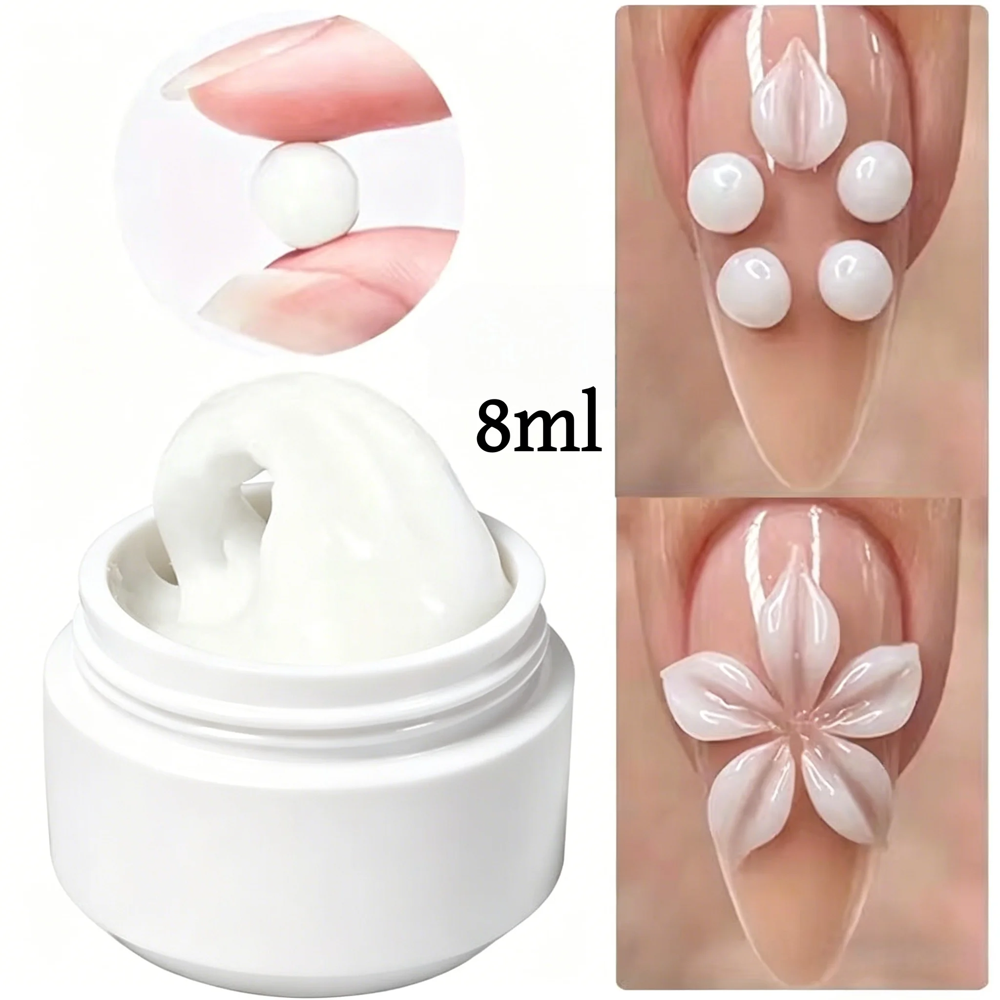 3D Nail Gel, Non-Sticky Hard Long-Lasting Overlay, Creates 3D Bow Geometric Letter Shapes, Salon Quality, Soluble Residue-Free A