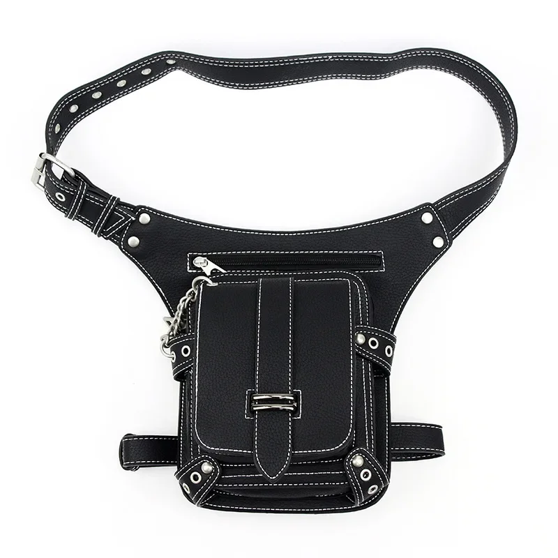 Cool Motorcycle Fanny Packs For Men Steam Punk Retro Pu Leather Waist Bag Waterproof Wear-resistant Shoulder Hip Sack Women Bag