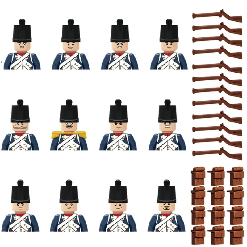 12pcs Imperial Navy Soldiers Building Blocks Napoleon\'s Army Compatible Classic Figures Accessories Weapons Bricks Kids Toys